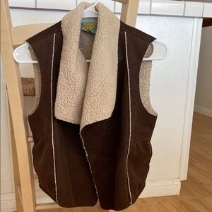 C&C California Chocolate Brown Vest with Cream Shearling